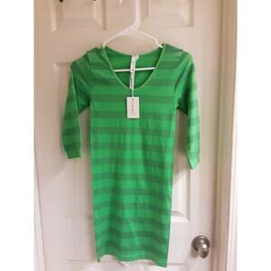 Cristina love Dress, Junior girl's sz small Bodycon green stripes green, NWT $40